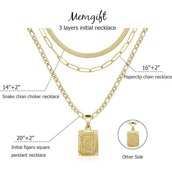 Gold Layered Necklace Set 3 PCS for Women Girls Dainty Trendy Paperclip - Picture 5 of 7